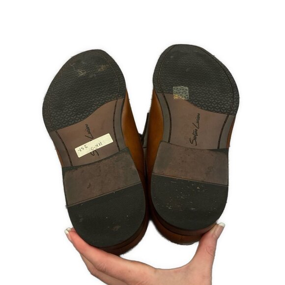 santino luciano Men’s Brown Leather Marcello Plain Toe Derby Shoes 12 - Picture 3 of 5